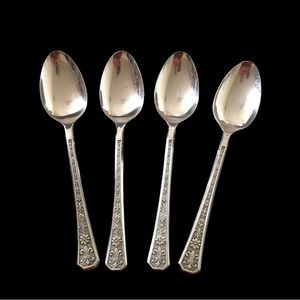 Interpur Stainless Steel Japan Florenz Set of 4 Dinner Spoon 8 Petal Flower MCM
